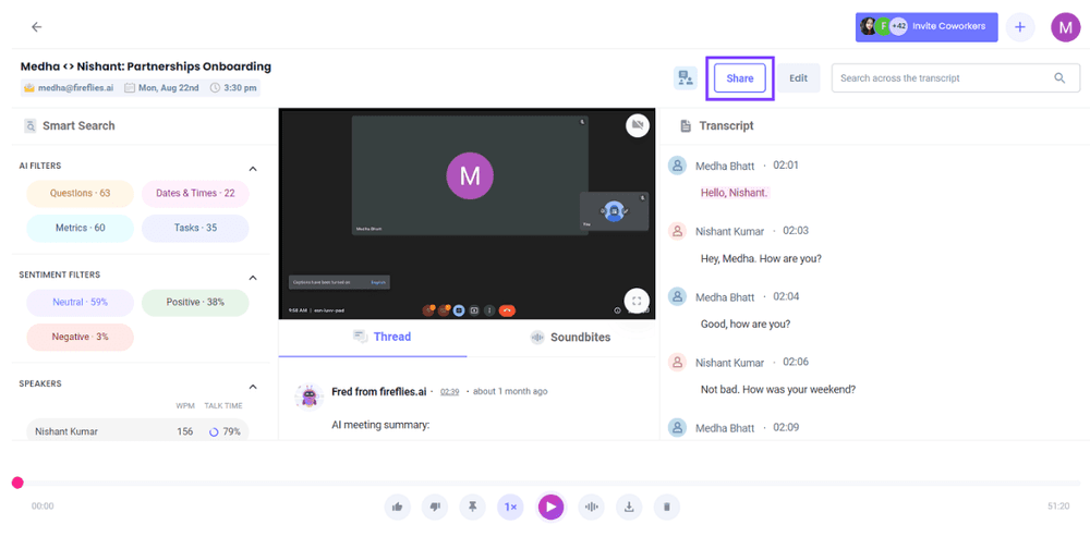 Fireflies AI interface screenshot